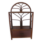 Vintage–Beau Bibus-étagère de sol–Bibliothèque–Rotin Bambou et bois–1 tiroir et 2 niveaux