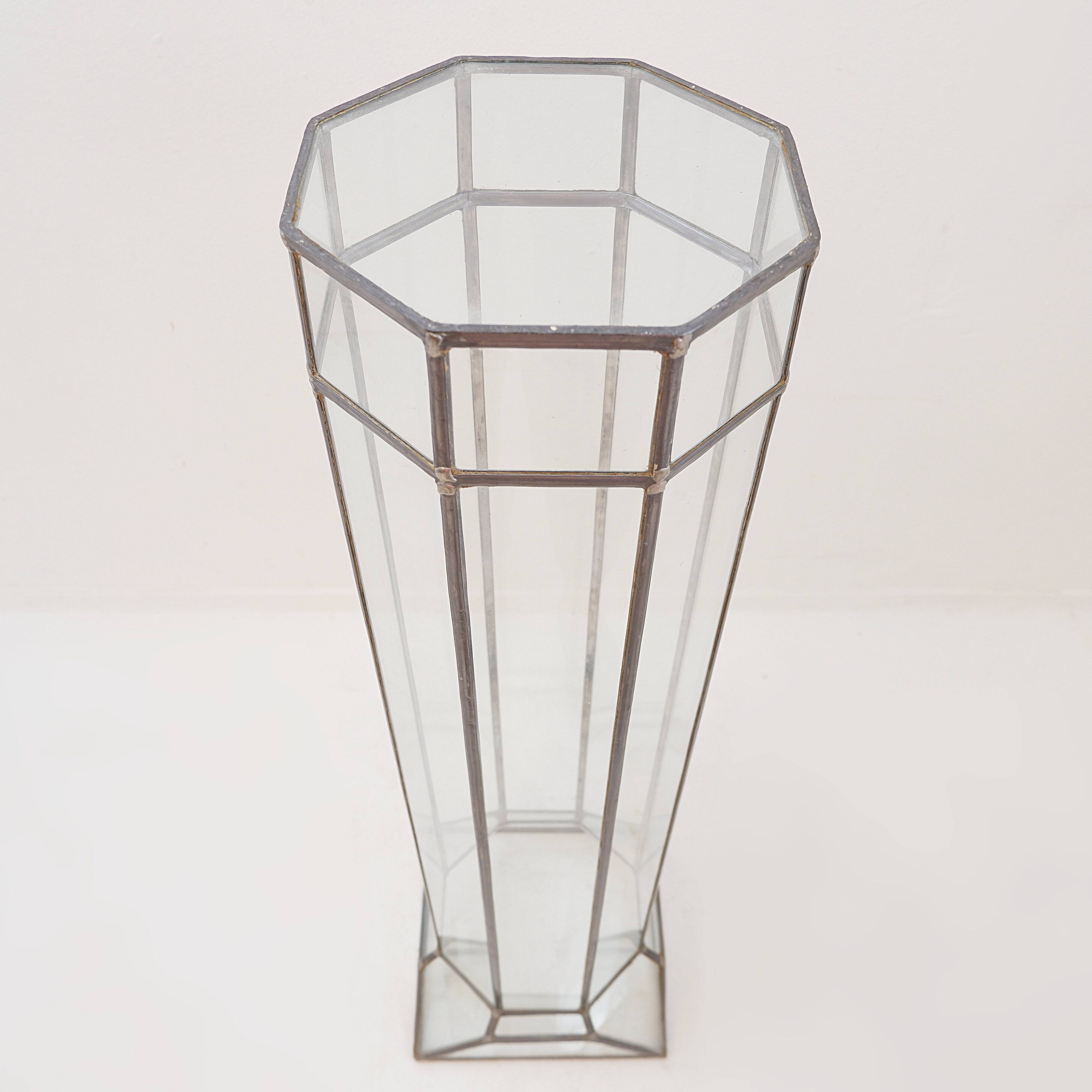 Art Deco glass and zinc pedestal column