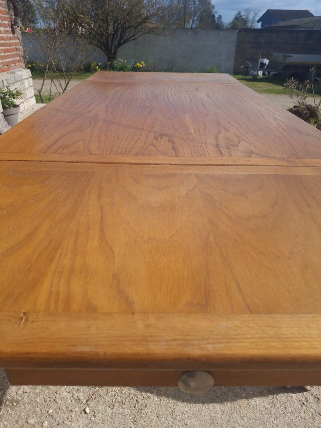Extendable table in solid oak - French Reconstruction style 1950