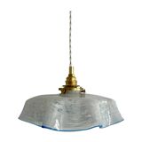 Vintage pastel pendant light with blue trim
