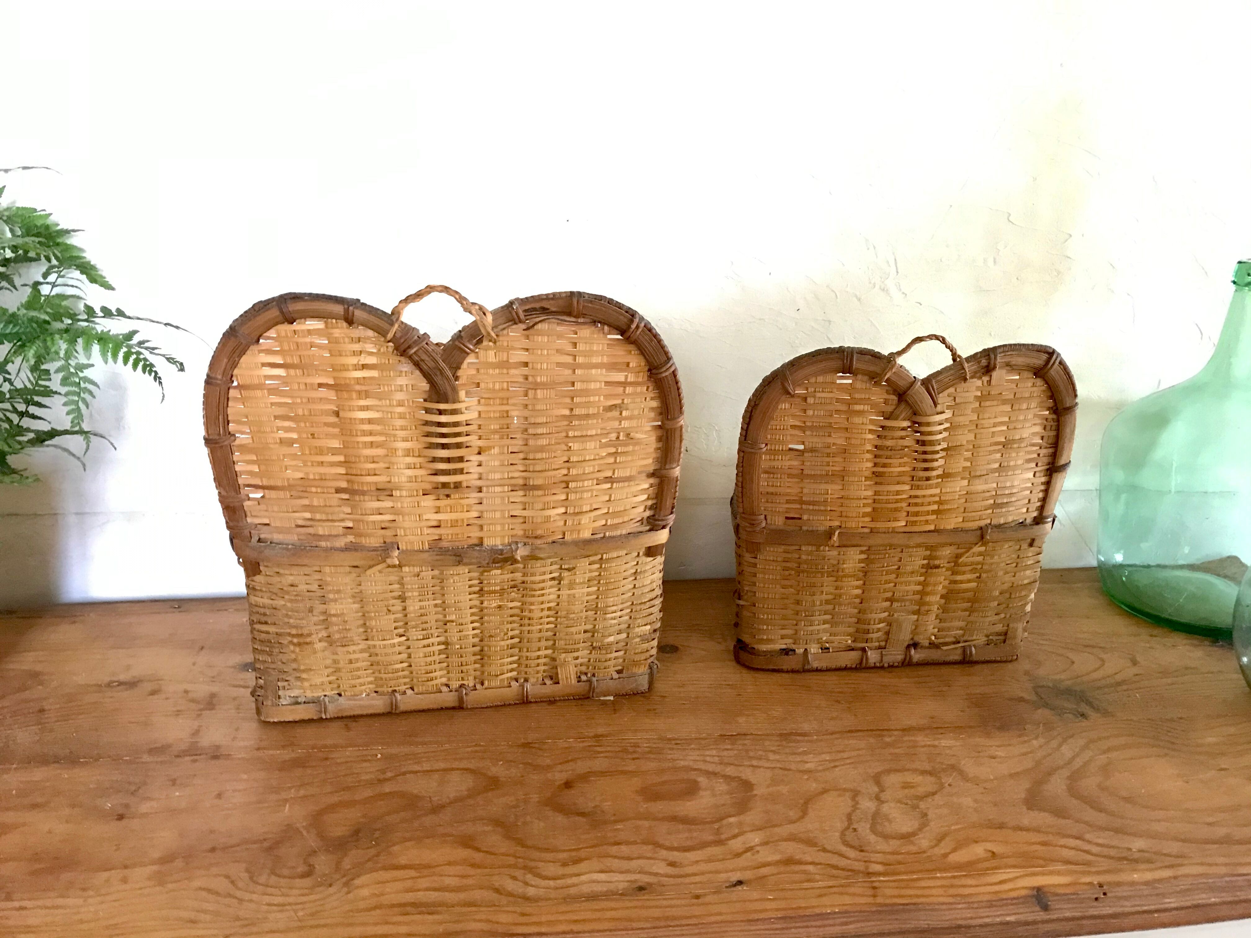 Vintage rattan baskets to hang