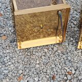 Pair of wall lamps in smoked glass and gilded metal from the 70s/80s