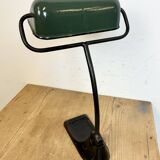 Lampe de Banque Vintage en Émail Vert de BUR, 1930s