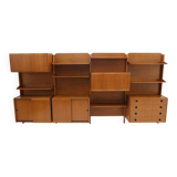 Wall unit with shelves, drawers and cabinets, 1960s.