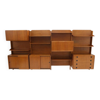Wall unit with shelves, drawers and cabinets, 1960s.