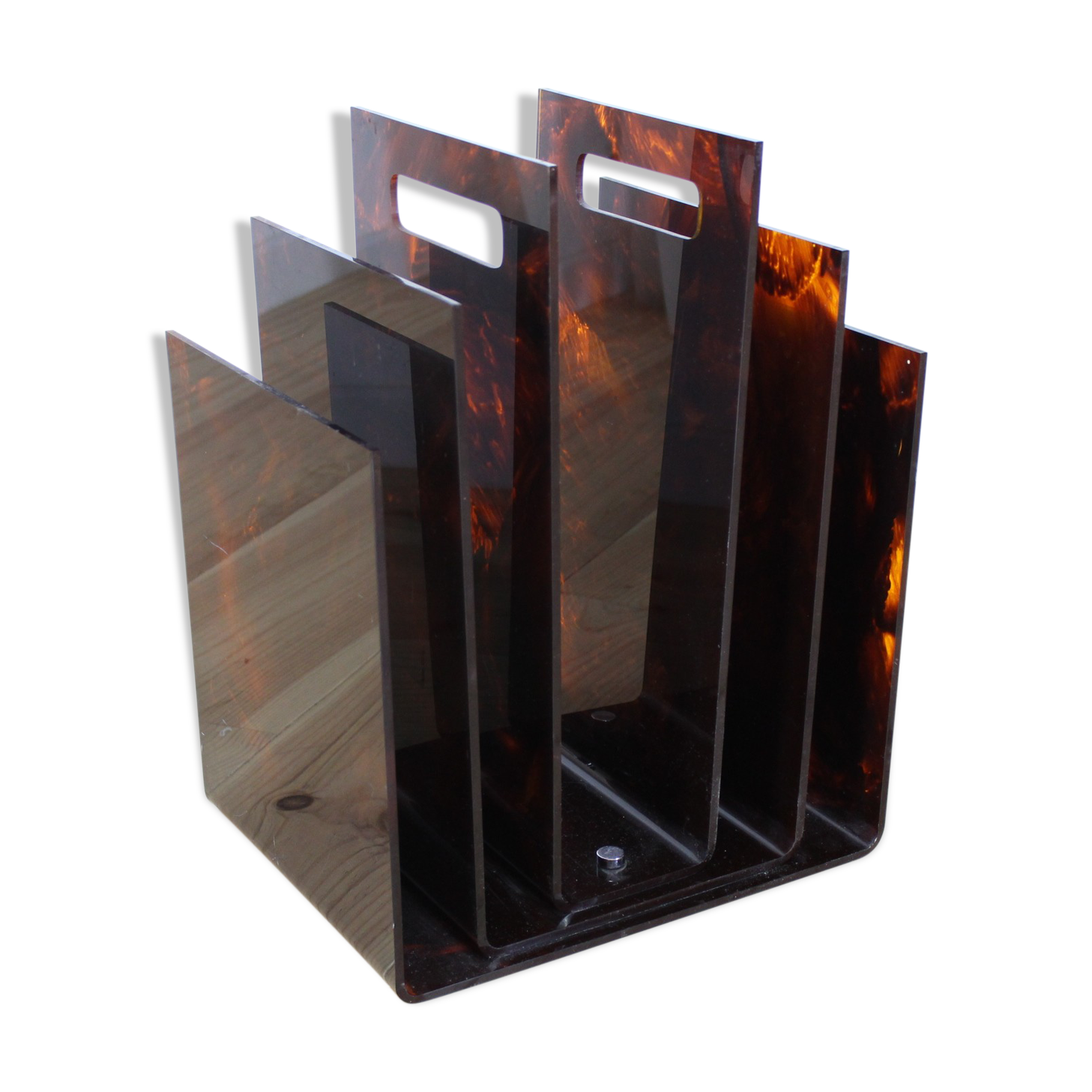 Maison Mercier plexiglas tortoiseshell magazine holder