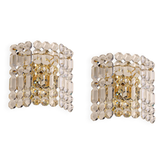 pair of crystal wall lights by Kinkeldey, Germany, 1970s.