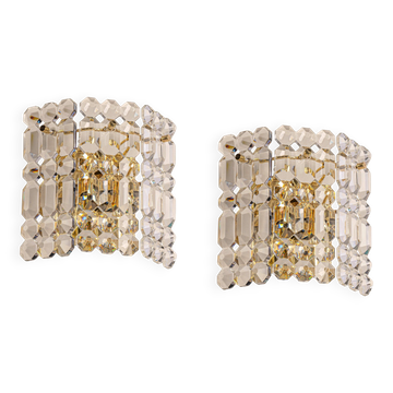 pair of crystal wall lights by Kinkeldey, Germany, 1970s.