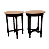 Pair of side tables in solid oak
