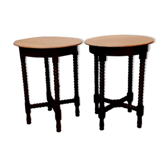 Pair of side tables in solid oak