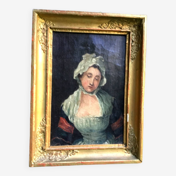 École française de la fin du XVIIIeme.huile sur toile.portrait de jeune femme