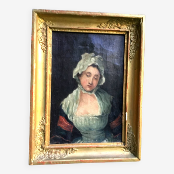 French school from the end of the 18th century.oil on canvas.portrait of a young woman
