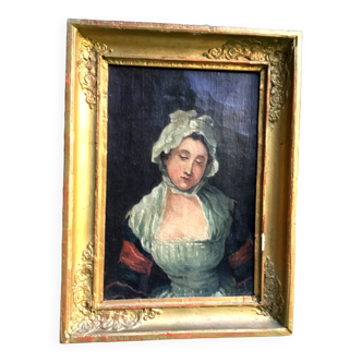 French school from the end of the 18th century.oil on canvas.portrait of a young woman