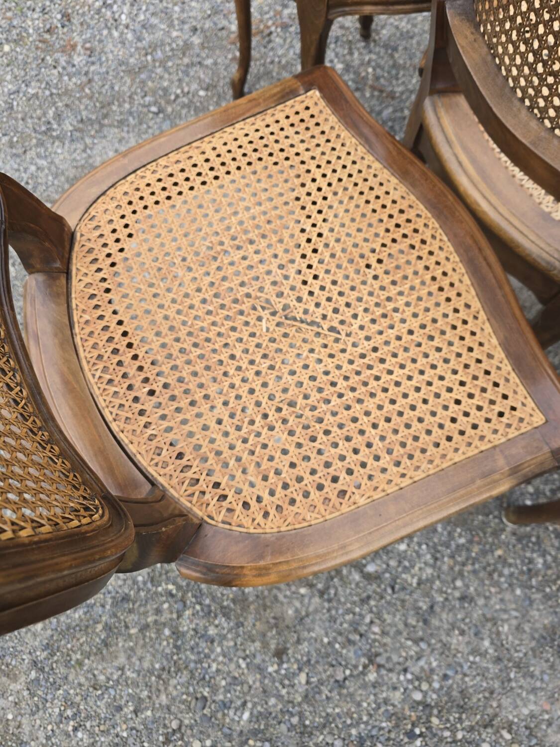 Set of 6 Louis XV chairs in wood and cane