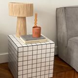 Minimalist raffia bedside table lamp