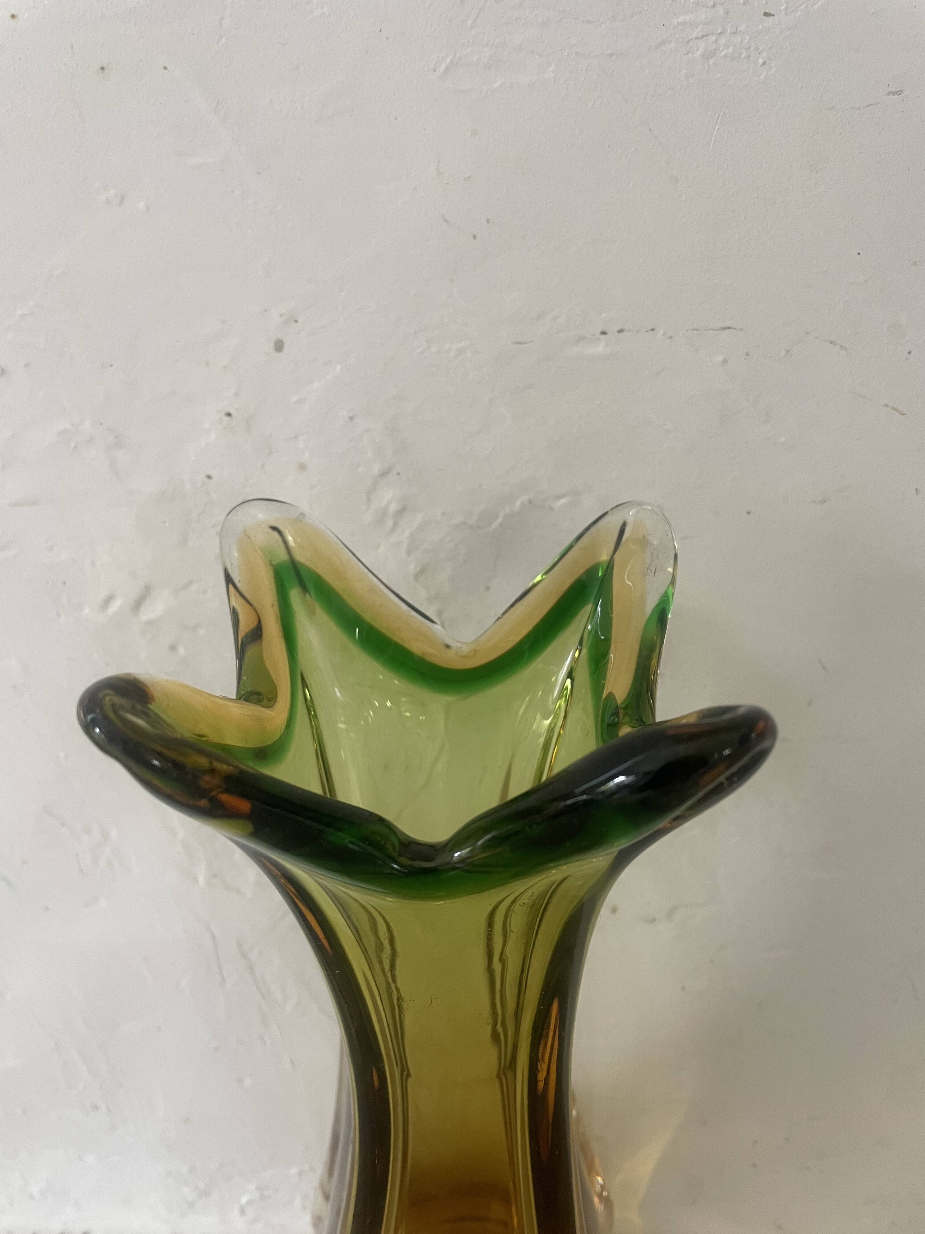 Amber Murano glass vase circa 1960