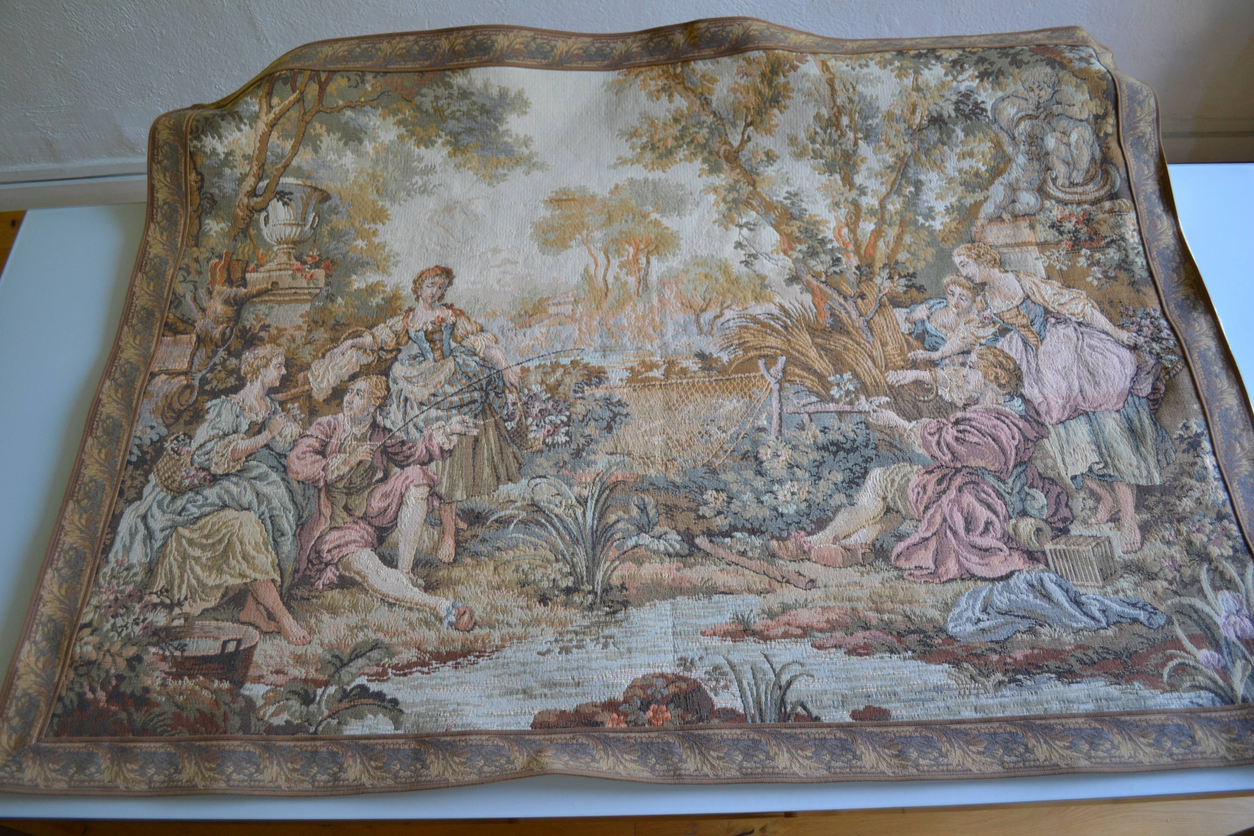 "Fishing party of Madame de Maintenon" Classical-inspired tapestry