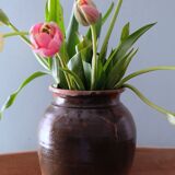 Old glazed terracotta pot