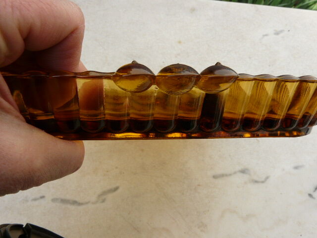 Aperitif dish servant compartments smoked molded glass 60s