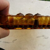 Aperitif dish servant compartments smoked molded glass 60s