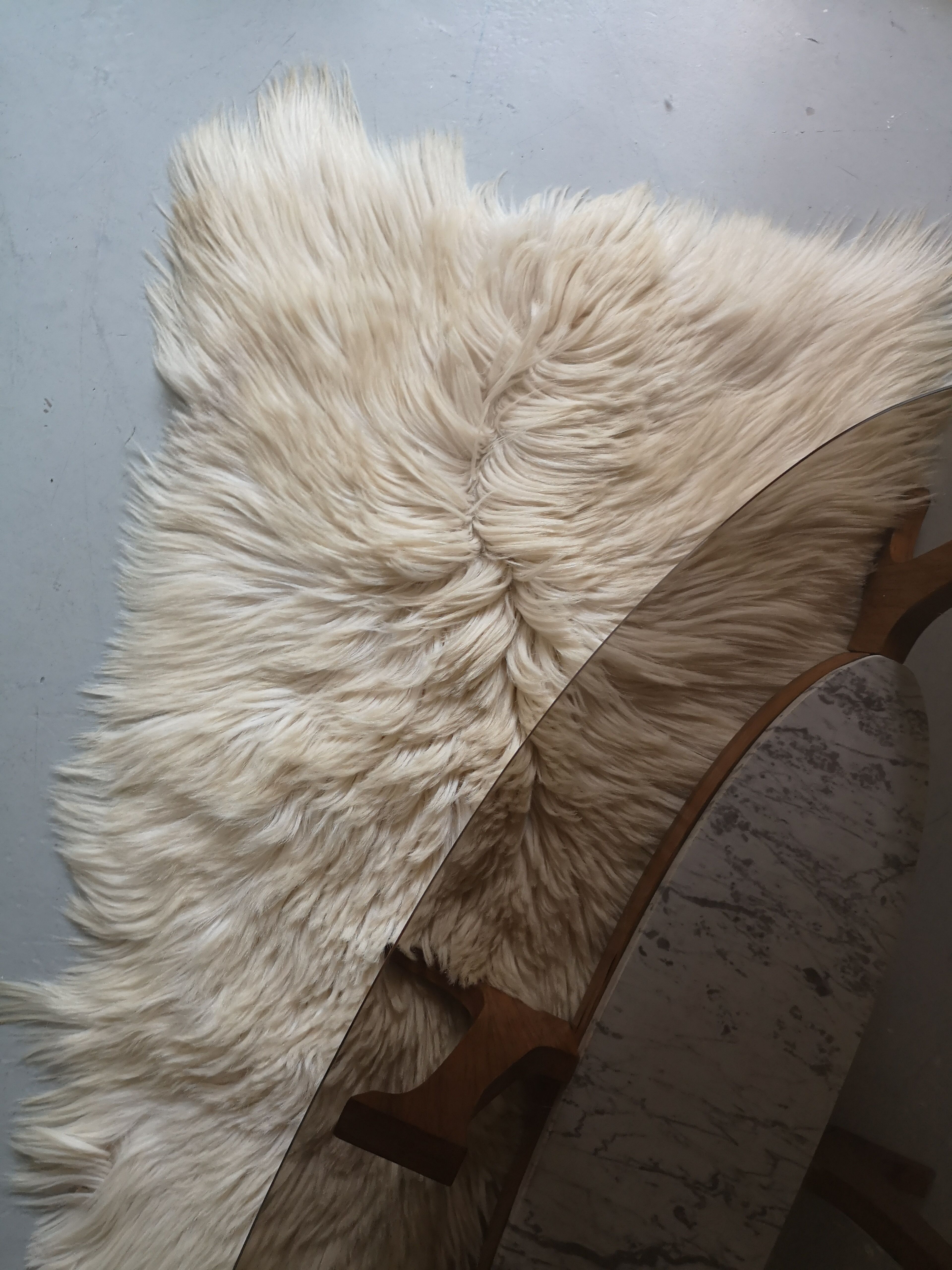 Table basse en verre marbre et bois, Hugues Poignant 1970
