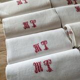 12 old shabby red tea towels monogram towel