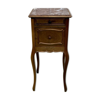 1930s Louis XV bedside in walnut and marble top