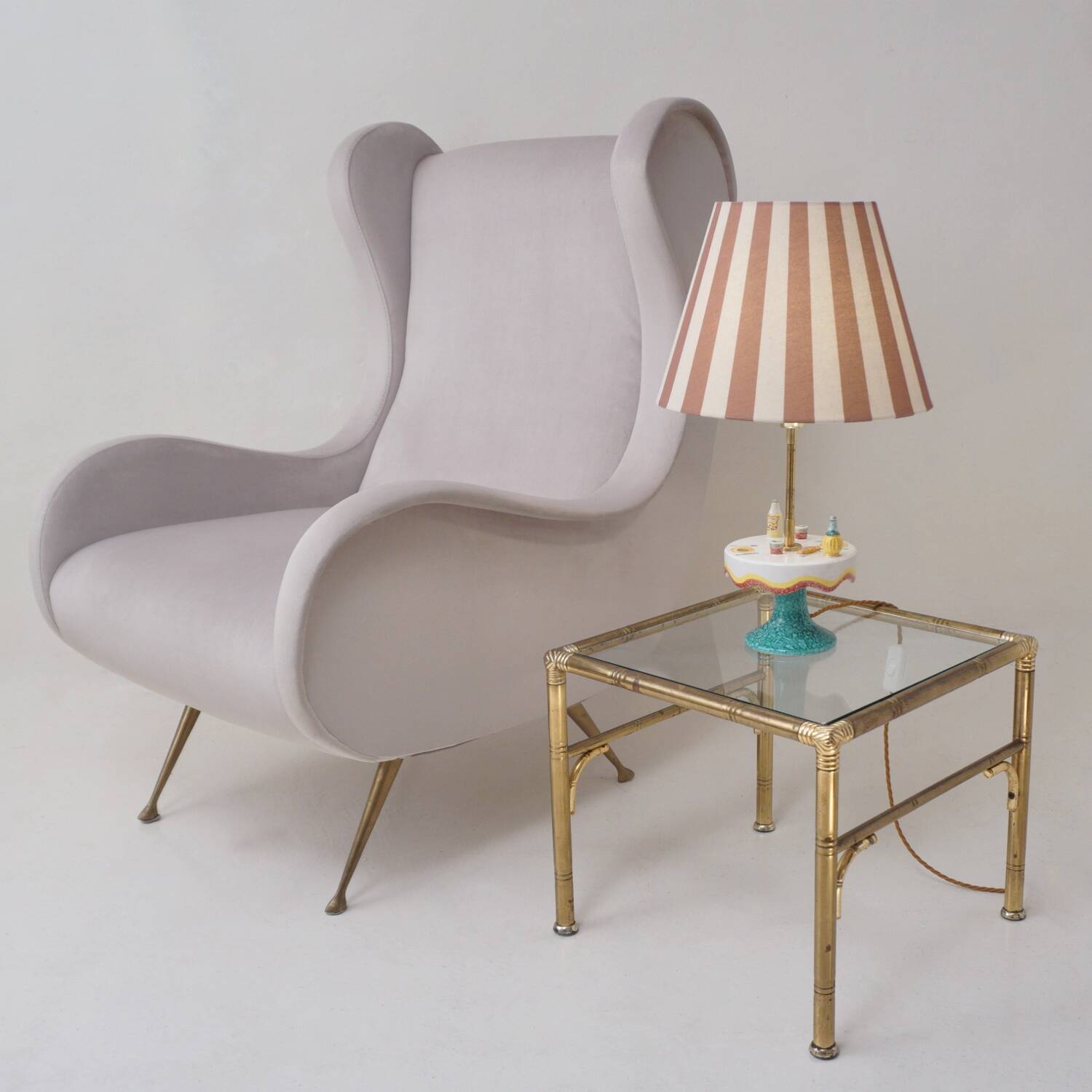 Vintage Florentine ceramic table lamp from the 1950s by MAF, Italian.