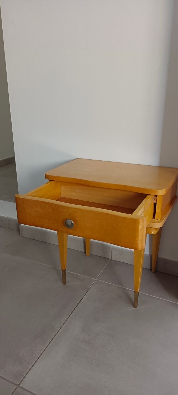 Table d'appoint chevet bout de canapé en bois clair style art déco
