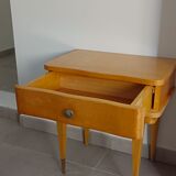 Side table bedside end of sofa in light wood art deco style