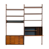 Ergo Wall Unit in teak with 6 shelves and 2 cabinets by John Texmon for Blindheim Møbelfabrikk, 2 ba