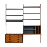 Ergo Wall Unit in teak with 6 shelves and 2 cabinets by John Texmon for Blindheim Møbelfabrikk, 2 ba