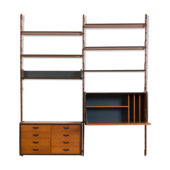 Ergo Wall Unit in teak with 6 shelves and 2 cabinets by John Texmon for Blindheim Møbelfabrikk, 2 ba