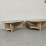 pair of low tables in travertine, Italy 1980s