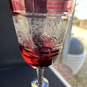 Josephinenhütte - red wine glasses (5) - Art Nouveau - Cut and engraved Crystal Roemer