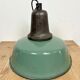 Industrial green enamel factory lamp with cast iron top, 1960s