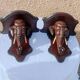 Rare pair of wall-mounted consoles Elephant carved wood J. Derolland