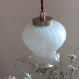 Opaline tulip mood lamp with white ruffles