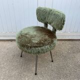 Vintage green furry chair from the 1960s
