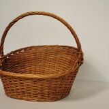 Vintage rattan basket with handle 1960's