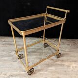 70s brass and gilded bronze serving trolley