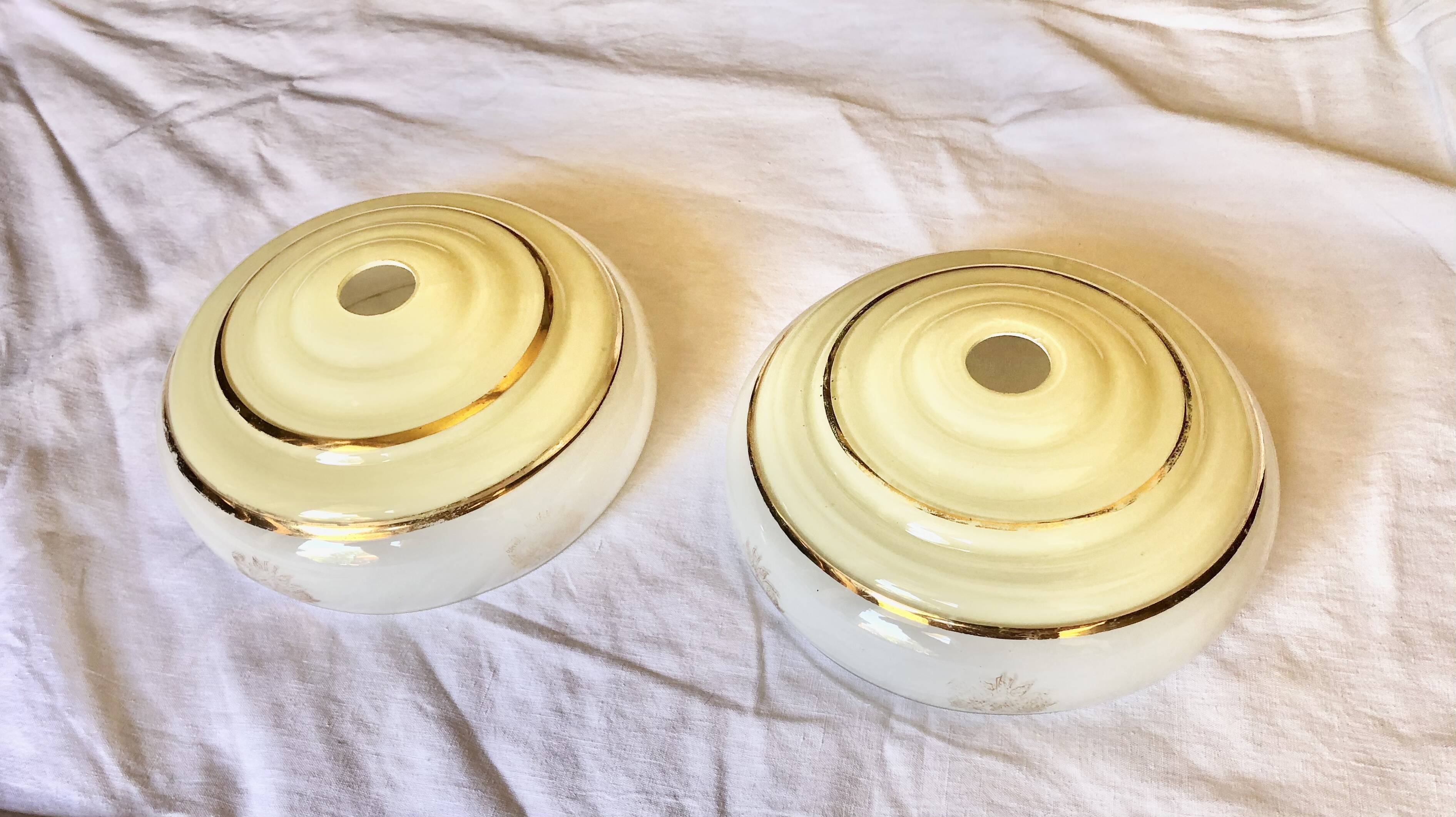 Set of 2 vintage glass lampshades