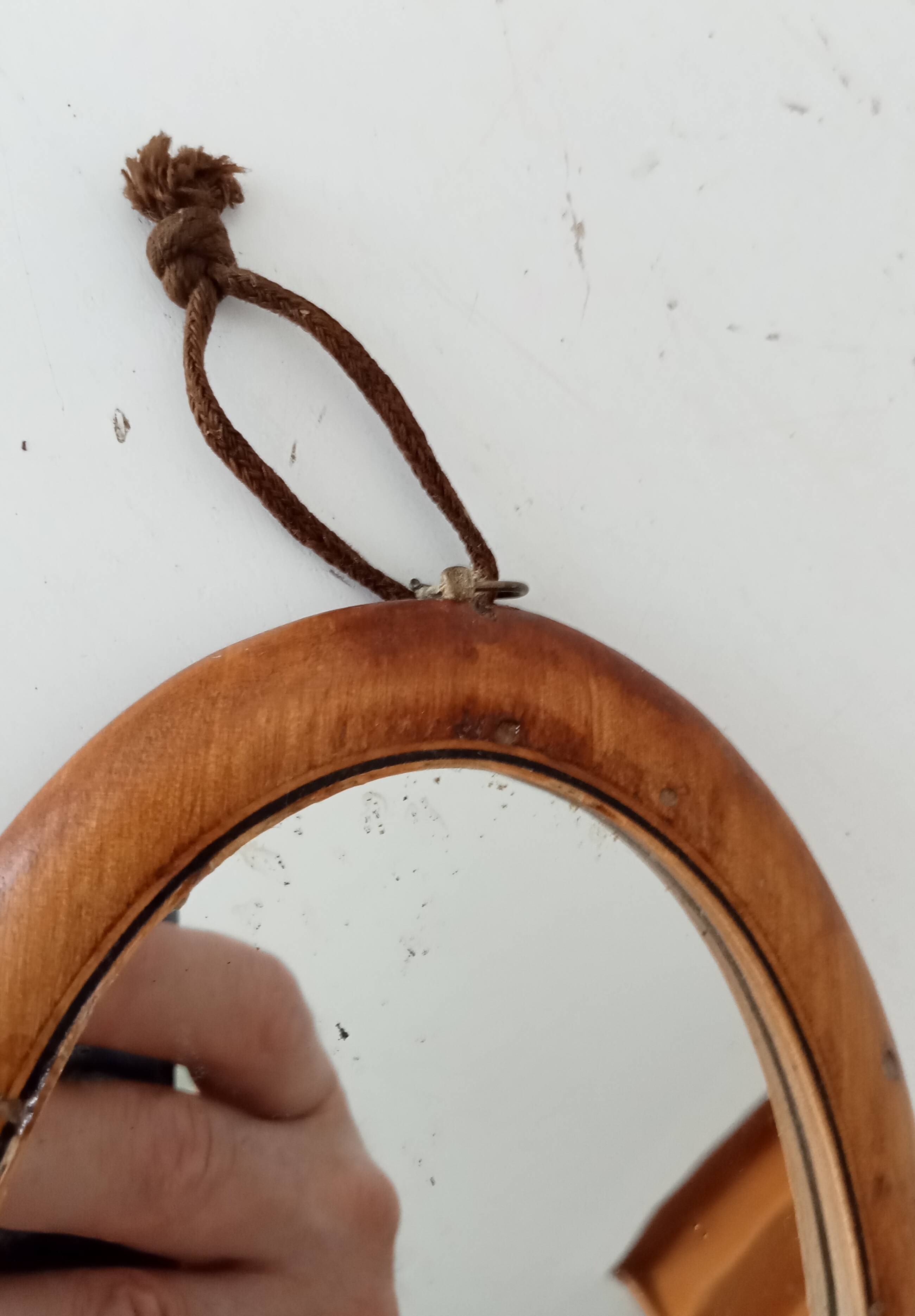 Mini antique walnut mirror from the 19th century.