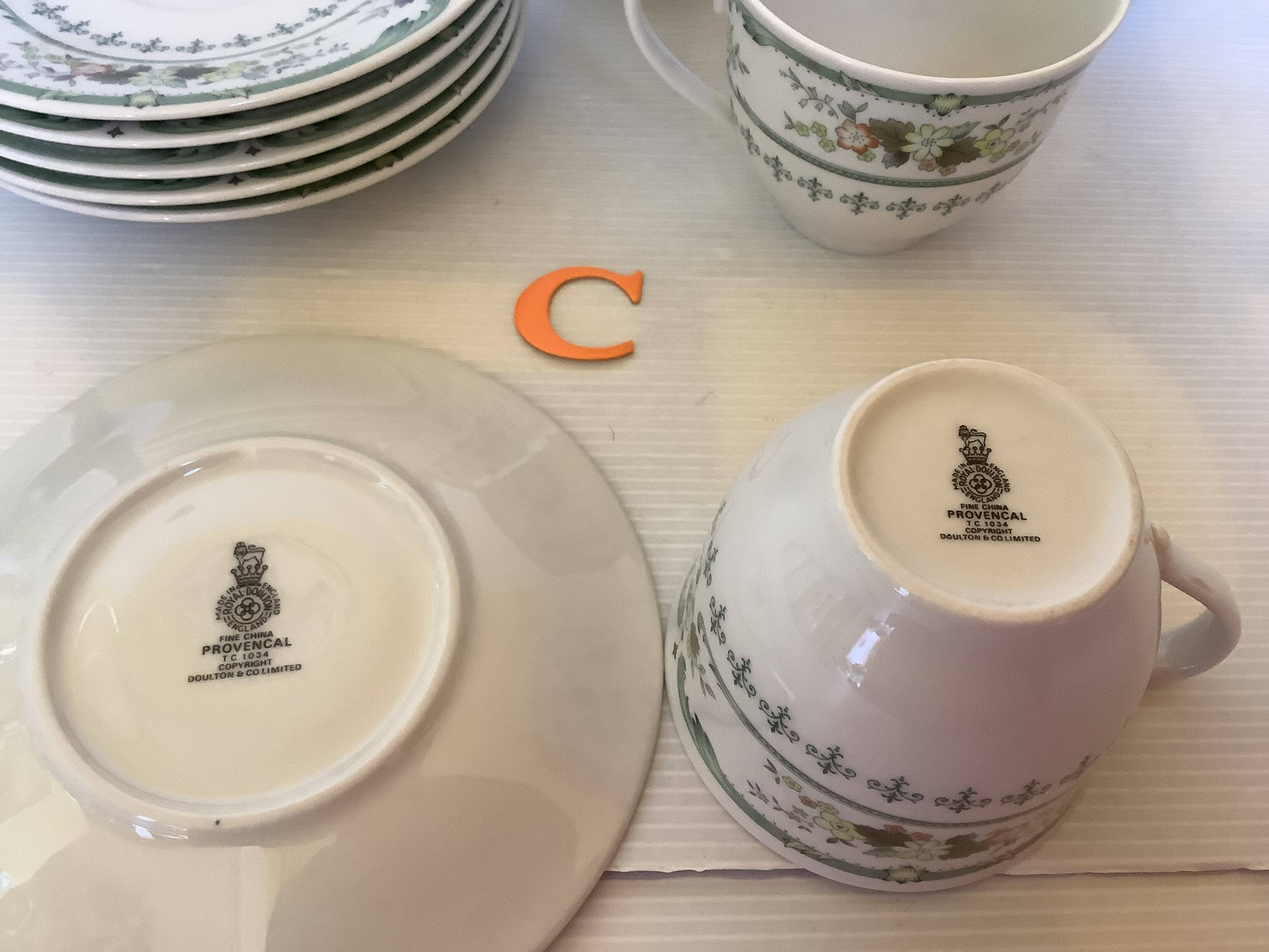 Six Royal Doulton Provencal cups and saucers