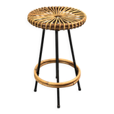Midcentury Dutch rattan bamboo bar stools by Rohe Noordwolde, 1950s