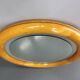 1970s Italian Round Mirror in Wooden Frame with Light