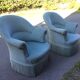 Paire de fauteuils crapaud en velours bleue