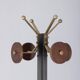 Vintage 1960s floor coat rack in black metal and wood, Italian design