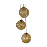 Suspension cascade three lights vintage globes in amber glass