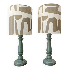 Paire de lampes en bois